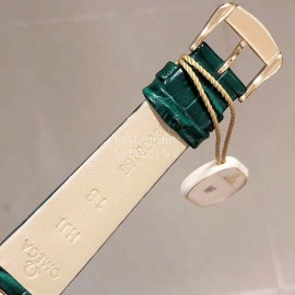 Omega Leather Strap Quartz Diamond Watch