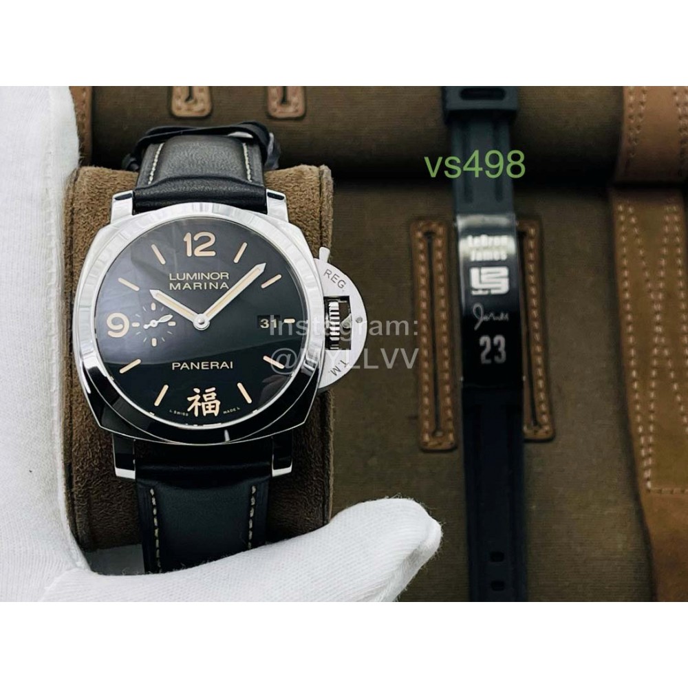 Panerai Vs Factory Black Leather Strap Watch