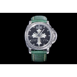 Panerai 316l Refined Steel Case Leather Strap Watc..