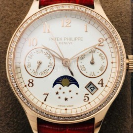 Patek Philippe 35mm Dial Leather Strap Multifunctional Watch Red