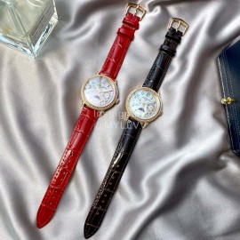 Patek Philippe Leather Strap Diamond Multifunctional Watch Red