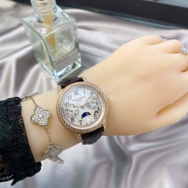 Patek Philippe Leather Strap Diamond Multifunctional Watch Red