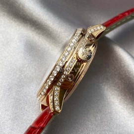 Patek Philippe Leather Strap Diamond Multifunctional Watch Red