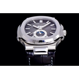 Patek Philippe Nautilus Leather Strap Multifunctional Watch Black