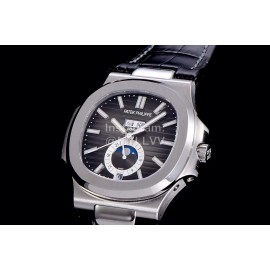 Patek Philippe Nautilus Leather Strap Multifunctional Watch Black