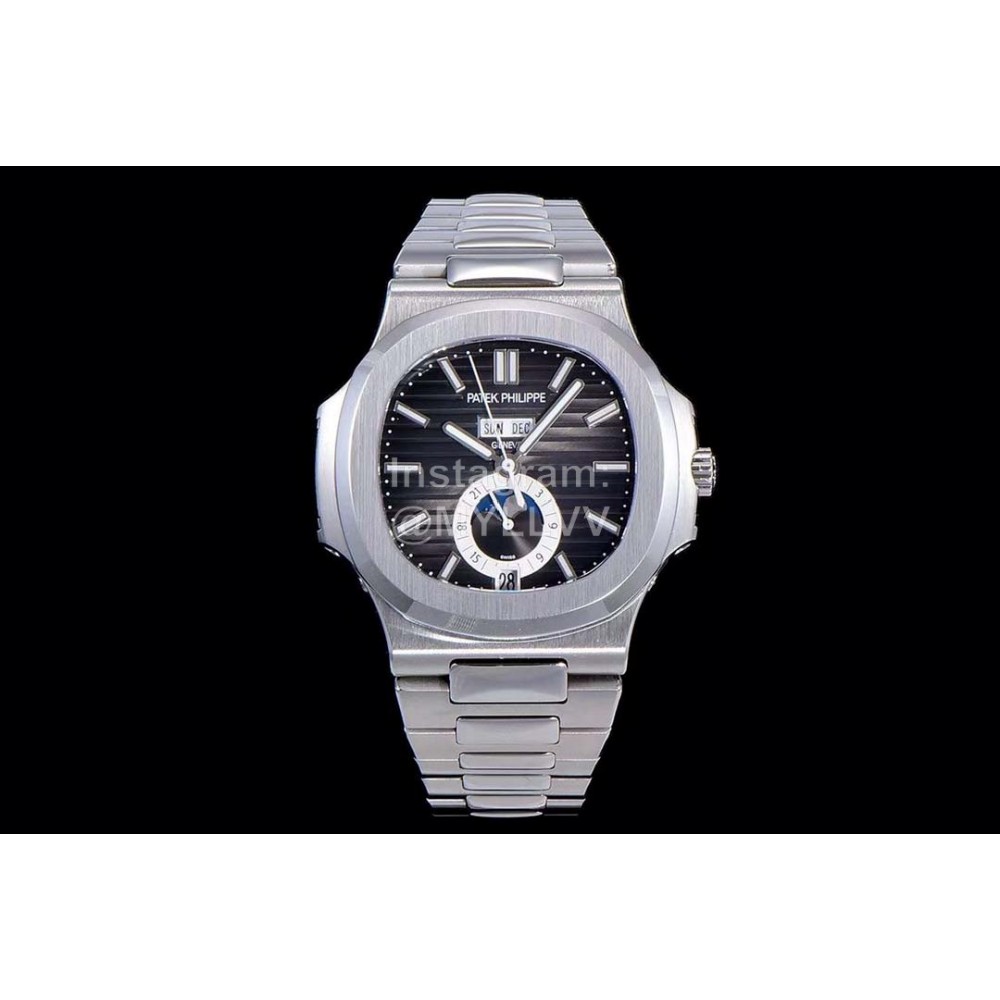 Patek Philippe Nautilus Steel Strap Multifunctional Watch Black