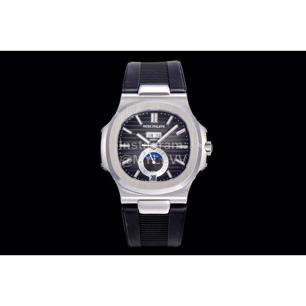 Patek Philippe Nautilus Rubber Strap Multifunctional Watch Black