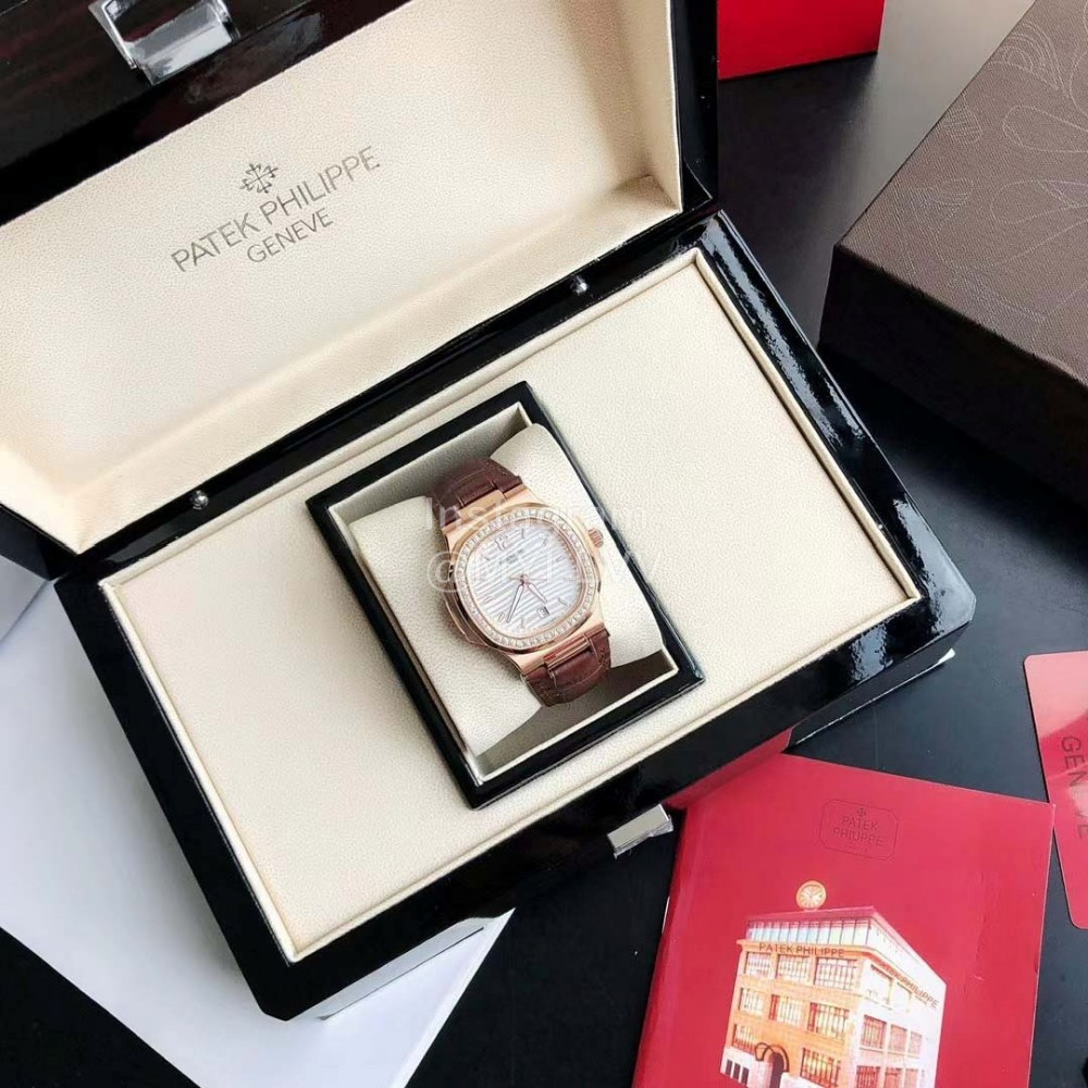 Patek Philippe 316l Steel 40mm White Dial Leather Strap Watch