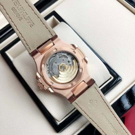 Patek Philippe 316l Steel 40mm White Dial Leather Strap Watch