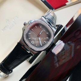 Patek Philippe 316l Steel 40mm Gray Dial Leather Strap Watch