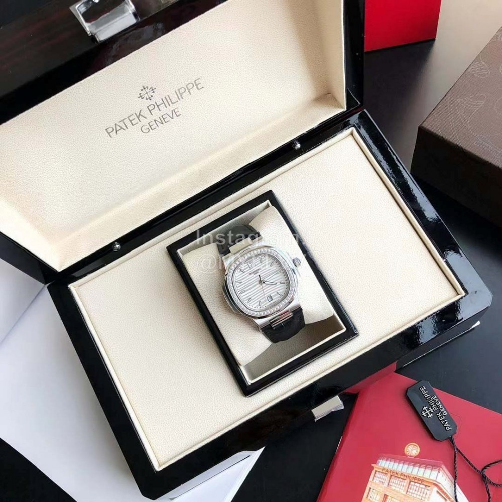 Patek Philippe 316l Steel 40mm Dial Black Leather Strap Watch