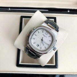 Patek Philippe 316l Steel 40mm Dial Black Leather Strap Watch