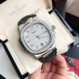 Patek Philippe 316l Steel 40mm Dial Black Leather Strap Watch