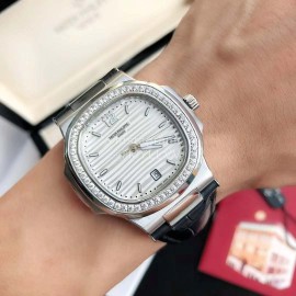 Patek Philippe 316l Steel 40mm Dial Black Leather Strap Watch