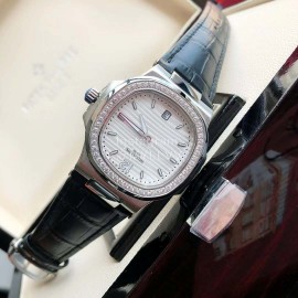 Patek Philippe 316l Steel 40mm Dial Black Leather Strap Watch