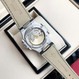 Patek Philippe 316l Steel 40mm Dial Black Leather Strap Watch