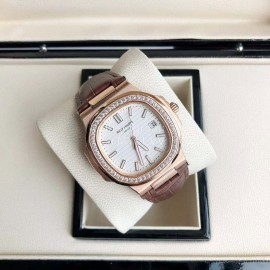 Patek Philippe 316l Steel 40mm Dial Leather Strap Diamond Watch