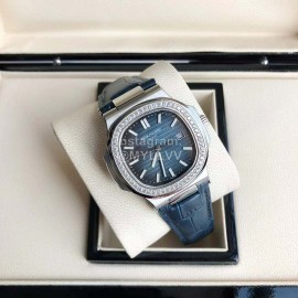 Patek Philippe 316l Steel 40mm Dial Diamond Leather Strap Watch