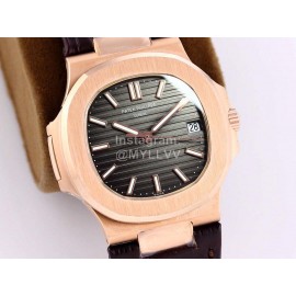 Patek Philippe Leather Strap Mechanical Watch For Men Rose Gold