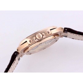 Patek Philippe Leather Strap Mechanical Watch For Men Rose Gold