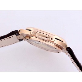 Patek Philippe Leather Strap Mechanical Watch For Men Rose Gold