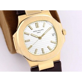 Patek Philippe Leather Strap Mechanical Watch For Men Gold