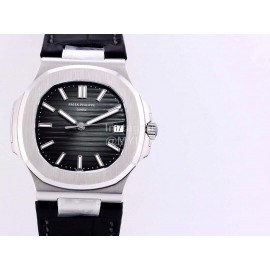 Patek Philippe Leather Strap Mechanical Watch For Men Silver