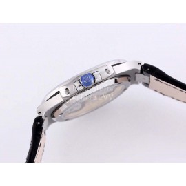 Patek Philippe Leather Strap Mechanical Watch For Men Silver