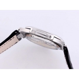 Patek Philippe Leather Strap Mechanical Watch For Men Silver