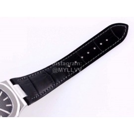 Patek Philippe Leather Strap Mechanical Watch For Men Silver