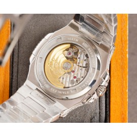 Patek Philippe Navy Dial Steel Strap Diamond Watch