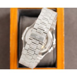 Patek Philippe Black Dial Steel Strap Diamond Watch