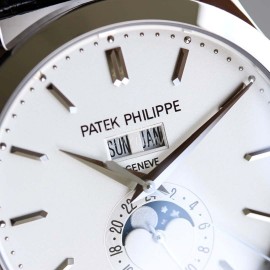 Patek Philippe Black Leather Strap Multifunctional Watch
