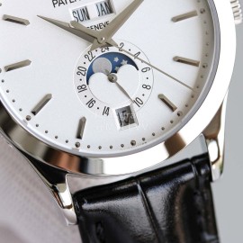 Patek Philippe Black Leather Strap Multifunctional Watch