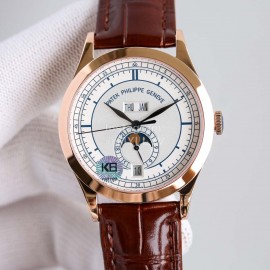 Patek Philippe Leather Strap White Dial Multifunctional Watch