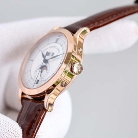 Patek Philippe Leather Strap White Dial Multifunctional Watch