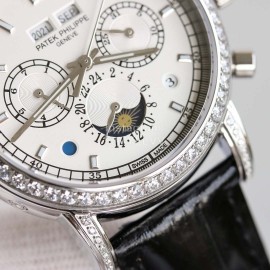 Patek Philippe 316l Steel 41mm Dial Diamond Multifunctional Watch Silver