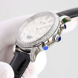 Patek Philippe 316l Steel 41mm Dial Diamond Multifunctional Watch Silver