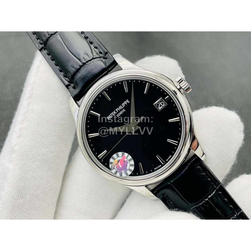 Patek Philippe Zf Factory 38mm Black Dial Leather Strap Watch