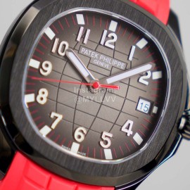 Patek Philippe 316l Steel Red Rubber Strap Watch