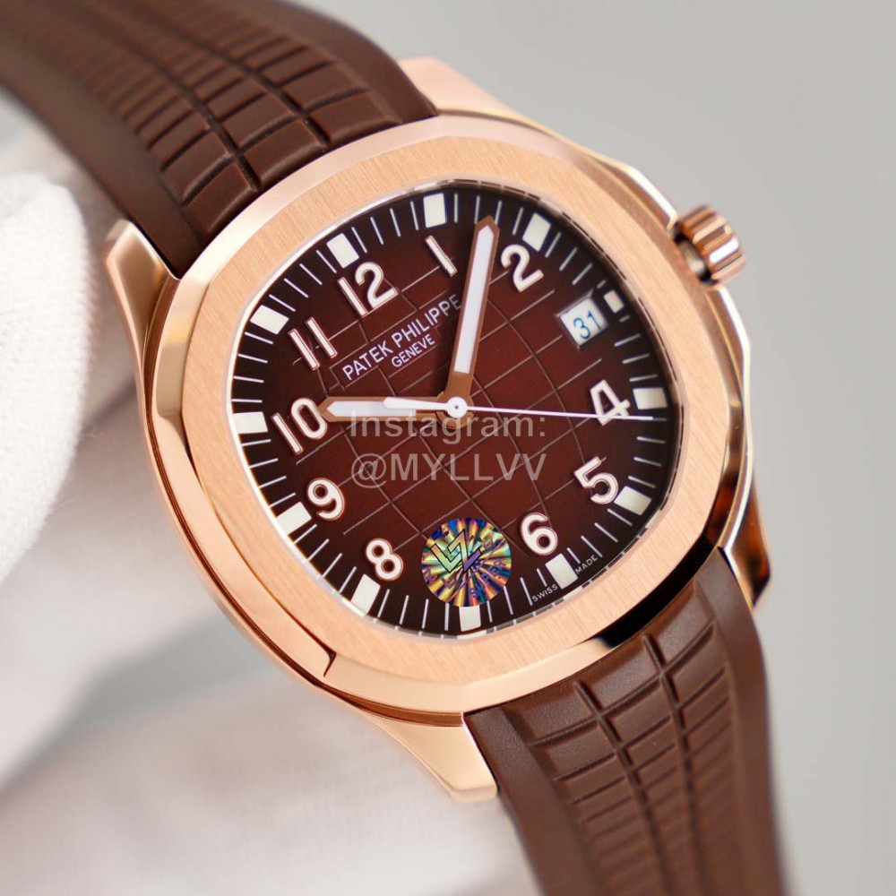 Patek Philippe 316l Steel Brown Rubber Strap Watch