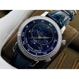 Patek Philippe Pff Factory Navy Leather Strap 42mm Dial Watch