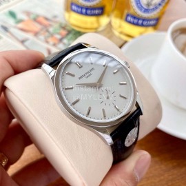 Patek Philippe Leather Strap 37mm Dial Watch Silver