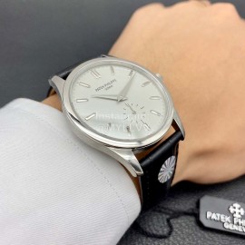 Patek Philippe Leather Strap 37mm Dial Watch Silver