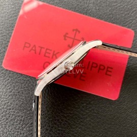 Patek Philippe Leather Strap 37mm Dial Watch Silver