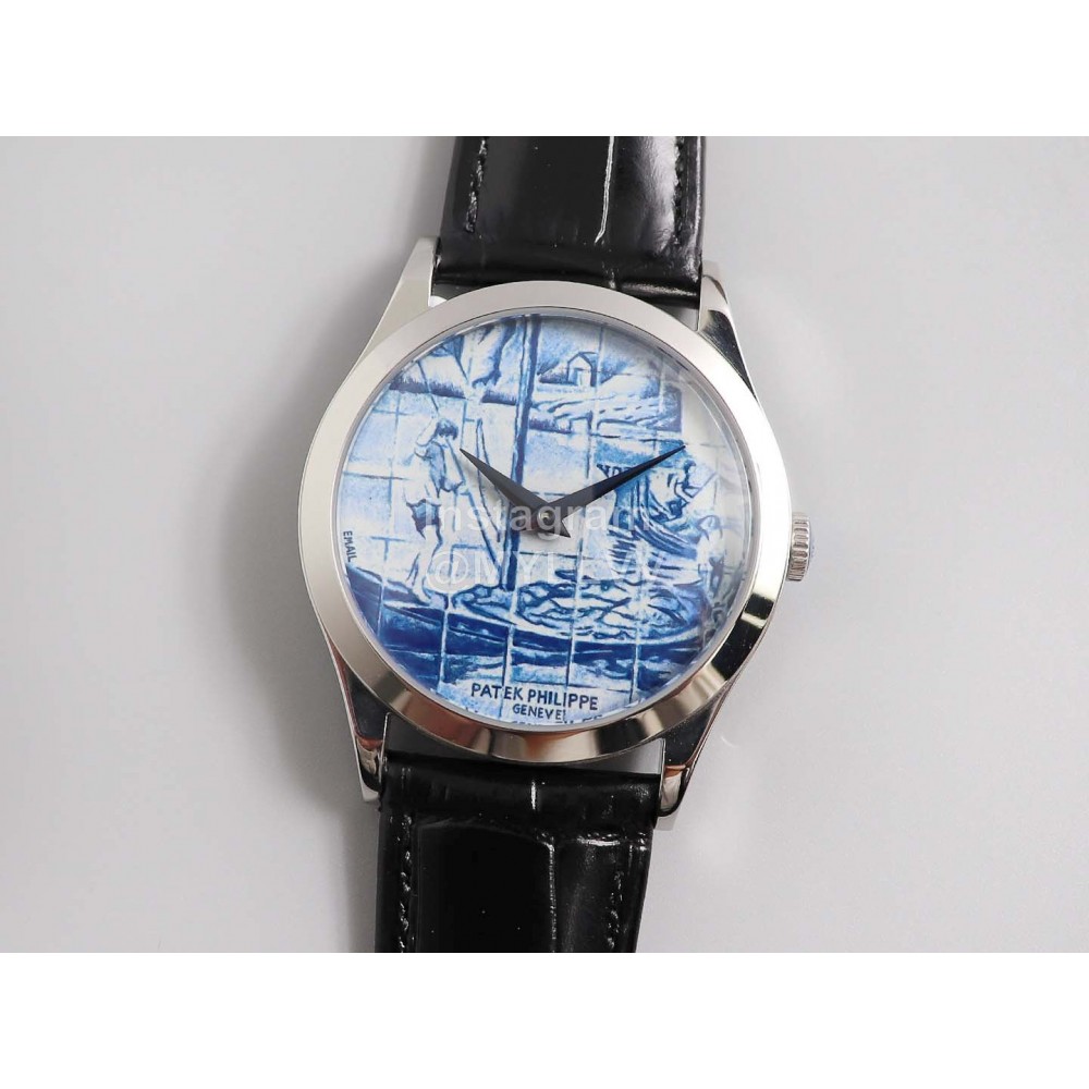 Patek Philippe Fashion Calatrava Round Case Leather Strap Watch