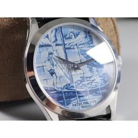 Patek Philippe Fashion Calatrava Round Case Leather Strap Watch