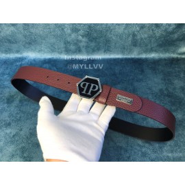 Philipp Plein New Crocodile Leather Belt For Men Wine Red