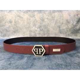 Philipp Plein New Crocodile Leather Belt For Men Wine Red
