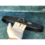 Philipp Plein Fashion Black Leather Pp Buckle Belt For Men